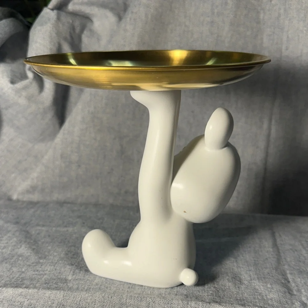 Gold and White Bear Vanity Tray